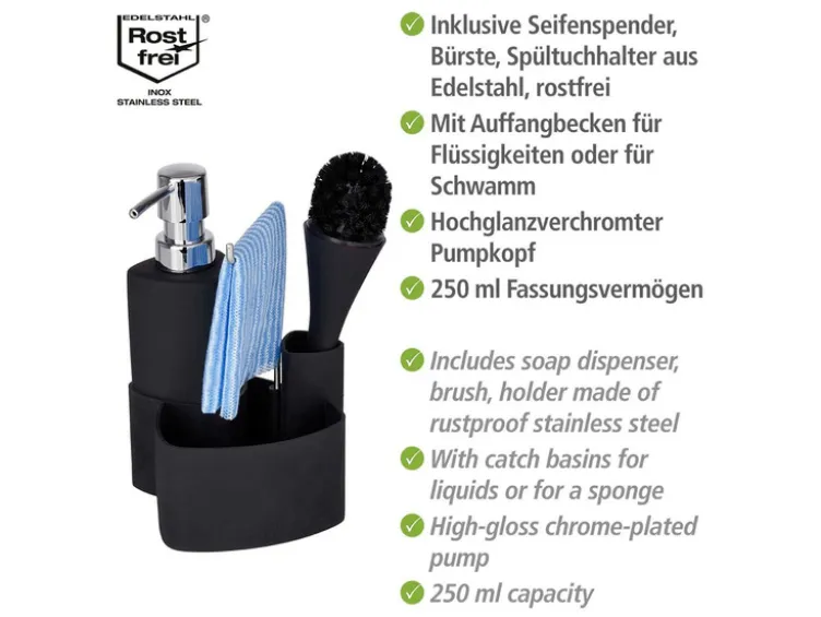 Wenko Spül-Set »Empire«, 250 ml Fassungsvermögen, mit Spülbürste, Auffangbecken