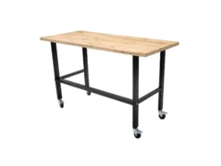 Werkbank mit Rollen, B 140 X T 60 X H 84cm, 200kg Belastung, FSC 100%, Fichte
