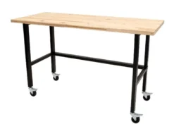 Werkbank mit Rollen, B 140 X T 60 X H 84cm, 200kg Belastung, FSC 100%, Fichte