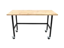 Werkbank mit Rollen, B 140 X T 60 X H 84cm, 200kg Belastung, FSC 100%, Fichte