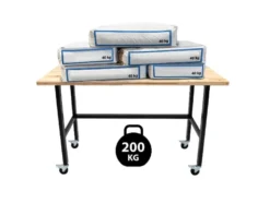 Werkbank mit Rollen, B 140 X T 60 X H 84cm, 200kg Belastung, FSC 100%, Fichte