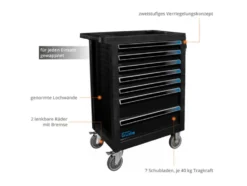 Werkstattwagen »GW7 Black Line«, mit 165-teiligem Werkzeugset