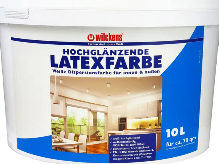 Wilckens Latexfarbe, 10 Liter, in matt, seidenglänzend oder hochglänzend, Farbe weiß