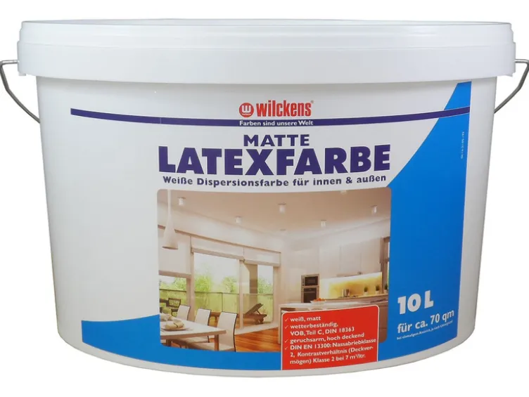 Wilckens Latexfarbe, 10 Liter, in matt, seidenglänzend oder hochglänzend, Farbe weiß