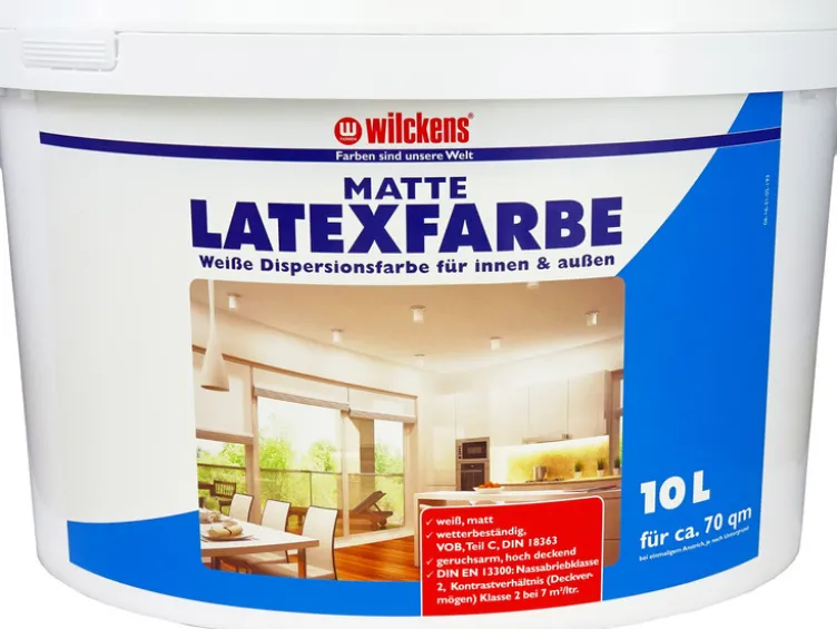 Wilckens Latexfarbe, 10 Liter, in matt, seidenglänzend oder hochglänzend, Farbe weiß