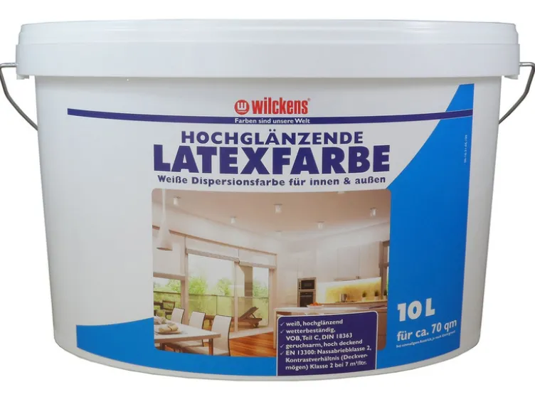Wilckens Latexfarbe, 10 Liter, in matt, seidenglänzend oder hochglänzend, Farbe weiß