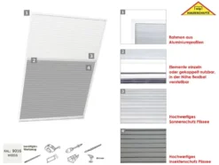 wip 2in1-Dachfenster-Plissee, Sonnen- u. Insektenschutz, Aluminiumprofile, B 110 x H 160 cm