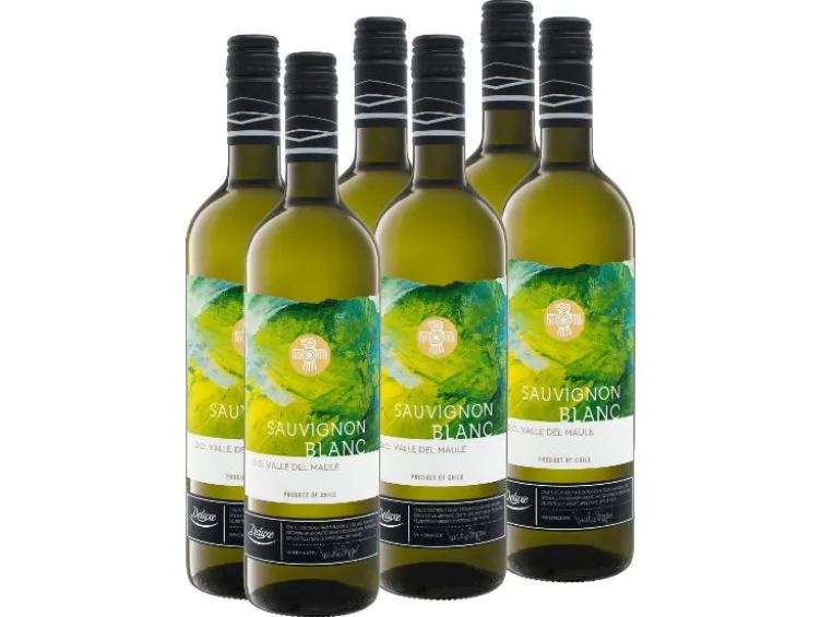 6 x 0,75-l-Flasche Weinpaket DELUXE Sauvignon Blanc Valle del Maule Chile trocken vegan, Weißwein