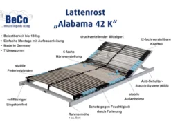 7-Zonen Lattenrost Alabama 42, Kopfteil verstellbar